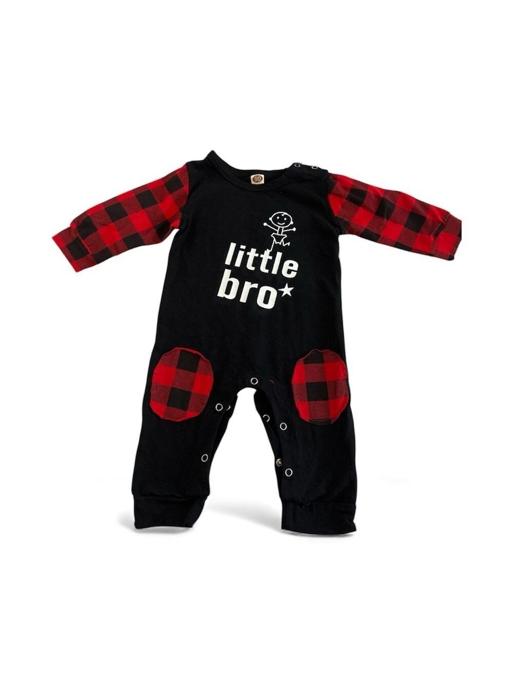 Little Bro Black and Red Plaid Kids One Piece